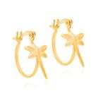Brincos banhado ouro 3x 24k 18k e 22k femininos argola pequenos rommanel libélula diamantado asas 522866