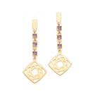 Brincos banhado ouro 3x 24k 18k e 22k femininos de pedra zircônia rommanel pêndulo reino mágico rosas quadrado pendurado disney 527263