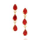 Brincos banhado ouro 3x 24k 18k e 22k femininos festa rommanel com cristais gotas vermelho pendurados 526745