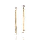 Brincos banhado ouro 3x 24k 18k e 22k femininos grandes cristais rommanel fios pendurado 523556