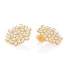 Brincos banhado ouro 3x 24k 18k e 22k femininos grandes flor com zircônias rommanel botão 527203 Brincos banhado ouro 3x 24k 18k e 22k femininos grandes flor com zircônias rommanel botão 527203