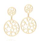 Brincos banhado ouro 3x 24k 18k e 22k femininos grandes redondo estrelas pendurado rommanel 526985