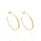 Brincos banhado ouro 3x 24k 18k e 22k femininos meia argola grandes rommanel cristais 523310