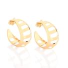 Brincos banhado ouro 3x 24k 18k e 22k femininos meia argola pequenos rommanel retangulos vazados 524375 Brincos banhado ouro 3x 24k 18k e 22k femininos meia argola pequenos rommanel retangulos vazados 524375
