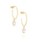 Brincos banhado ouro 3x 24k 18k e 22k femininos meia argola zircônias gota rommanel pendurada 526072