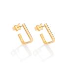 Brincos banhado ouro 3x 24k 18k e 22k femininos pequenos argola retangular rommanel 527232