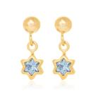 Brincos banhado ouro 3x 24k 18k e 22k femininos pequenos estrela rommanel bola cristal pendurado 522395 Brincos banhado ouro 3x 24k 18k e 22k femininos pequenos estrela rommanel bola cristal pendurado 522395