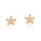 Brincos banhado ouro 3x 24k 18k e 22k femininos pequenos segundo furo cravejado pedra zircônias estrela rommanel 527251