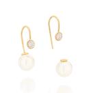 Brincos banhado ouro 3x 24k 18k e 22k femininos pérolas zircônias rommanel gancho 526044