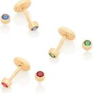 Brincos banhado ouro 3x 24k 18k e 22k femininos segundo furo infantil bebe recem nascido solitário zirconia rommanel 526384-526385-526386