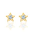 Brincos banhado ouro 3x 24k 18k e 22k femininos segundo furo infantil estrela rommanel cristal azul centro 520724 Brincos banhado ouro 3x 24k 18k e 22k femininos segundo furo infantil estrela rommanel cristal azul centro 520724