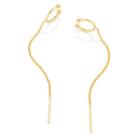Brincos banhado ouro 3x 24k 18k e 22k ou prata 925 pressão femininos ear cuff corrente piercing rommanel 526911 326911