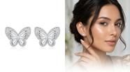 Brincos Borboleta Minimalista Banho Prata Delicada Luxo Casual Brincos Borboleta Minimalista Banho Prata Delicada Luxo Casual