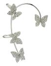 Brincos Borboleta Zircão Strass 1 Par Clipes K-pop Ear Cuff -