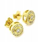 Brincos Botão Cravejados Zirconias 8mm Banho Ouro 18k 1396