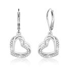 Brincos BOUTIQUELOVIN de prata esterlina 925 com coração e zircônia cúbica, modelo pendente