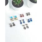 Brincos Coloridos Pedrarias Kit 7 Pares cores Variadas Brincos Coloridos Pedrarias Kit 7 Pares cores Variadas