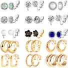 Brincos com clipe SONNYX para mulheres Gold Sliver Crystal Pearl Brincos com clipe SONNYX para mulheres Gold Sliver Crystal Pearl