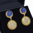 Brincos Com Pedras Azul Safira E Zirconias Banho De Ouro 18k 788
