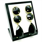 Brincos Com Pedras Negras Lapidadas Banho De Ouro 18k 1093
