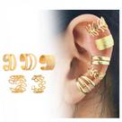 Brincos Conjunto Kit 5 Ear Cuff Pressão Estilo Elegante e Versátil