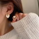 Brincos Coração Strass Sobrepor Delicado Feminino Branco -