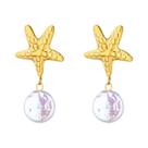 Brincos De Aço Inoxidável Femininos Vintage De Verão Com Estrela-do-mar E Concha Simples, Joia Para