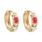 Brincos De Argola Coloridos Vintage Com Flores Esmaltadas Para Mulheres, Clássicos Retrô Redondos