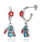 Brincos de argola Disney Lilo & Stitch em esmalte com flor de hibisco