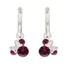 Brincos de argola Disney Minnie Mouse February Birthstone Silver