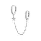 Brincos de Argola Dupla de Titânio Puro 99% com Pingente de Cristal - Moda Festa