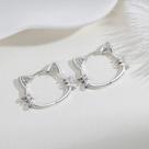 Brincos De Argola Em Prata Esterlina 925 Com Design De Orelha De Gato Para Mulheres, Moda Para Uso