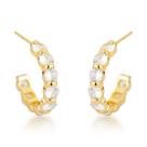 Brincos de Argola Estilo Riviera - Brilho de Cristal e Ouro 18k Banhado