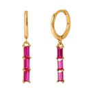 Brincos de Argola Femininos Banhados a Ouro com Zircônia CZ - Design Geométrico e Colorido