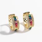 Brincos de Argola Femininos Grossos com Zircônia Arco-Íris - Moda e Festa