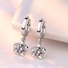 Brincos De Argola Femininos Modernos De Zircônia E Prata 925 Com Flor De Ameixa - Conjunto Elegante