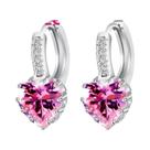Brincos De Argola Grandes Femininos Em Prata Esterlina 925 Com Zircônia Cúbica Colorida, Acessório