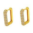 Brincos De Argola Grandes Minimalistas Geométricos Quadrados Em Cristal CZ Cor Dourada Para Brincos De Argola Grandes Minimalistas Geométricos Quadrados Em Cristal CZ Cor Dourada Para