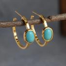 Brincos de Argola Turquesa Oval - Joias Delicadas e Vintage para Presente