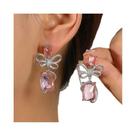 Brincos De Borboleta Com Laço De Cristal CZ Azul E Rosa Grande, Feitos À Mão, Para Mulheres, Joias