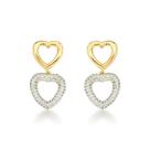 Brincos de Coração Brilhantes Banhados a Ouro 18k Elegância Romântica Brincos de Coração Brilhantes Banhados a Ouro 18k Elegância Romântica