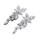 Brincos De Folha Em Zircônia Branca Para Mulheres, Joias De Casamento E Festa Com Cristal Marquise Brincos De Folha Em Zircônia Branca Para Mulheres, Joias De Casamento E Festa Com Cristal Marquise