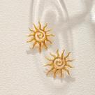 Brincos de Girassol Banhados a Ouro 18K - Aço Inoxidável - À Prova D'água