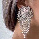Brincos de Gota com Borla de Strass Geométricos - Luxo para Festa e Casamento