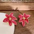 Brincos De Metal Estilo Europeu-Americano Com Flores E Gotas De Óleo Para Mulheres E Meninas, Ideais