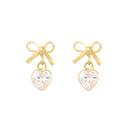 Brincos De Ouro 18k 750 Pedra Com Coração Bebê, Infantil