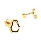 Brincos De Pato Kawaii Banhados a Ouro 18K Em Aço Inoxidável Com Fecho De Rosca Para Mulheres -