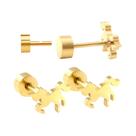 Brincos De Pato Kawaii Banhados a Ouro 18K Em Aço Inoxidável Com Fecho De Rosca Para Mulheres - Brincos De Pato Kawaii Banhados a Ouro 18K Em Aço Inoxidável Com Fecho De Rosca Para Mulheres -