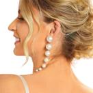 Brincos de Pérolas Brancas Longos Dourado Moda Femininos