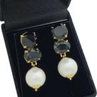Brincos De Pérolas Com Pedras Lapidadas Banho De Ouro 18k 722 Brincos De Pérolas Com Pedras Lapidadas Banho De Ouro 18k 722